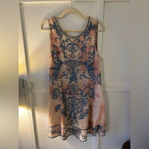 FREE PEOPLE Floral embroidery mini dress